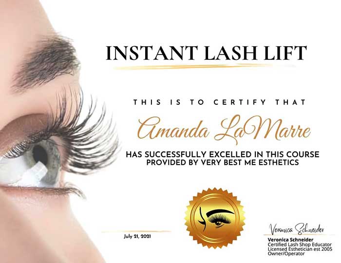 lash lift certificate